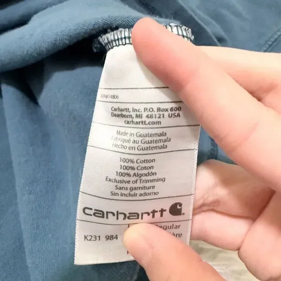 Men Carhartt Original Fit Long Sleeve Logo Shirt Slate Blue Size 2XL - Picture 8 of 8